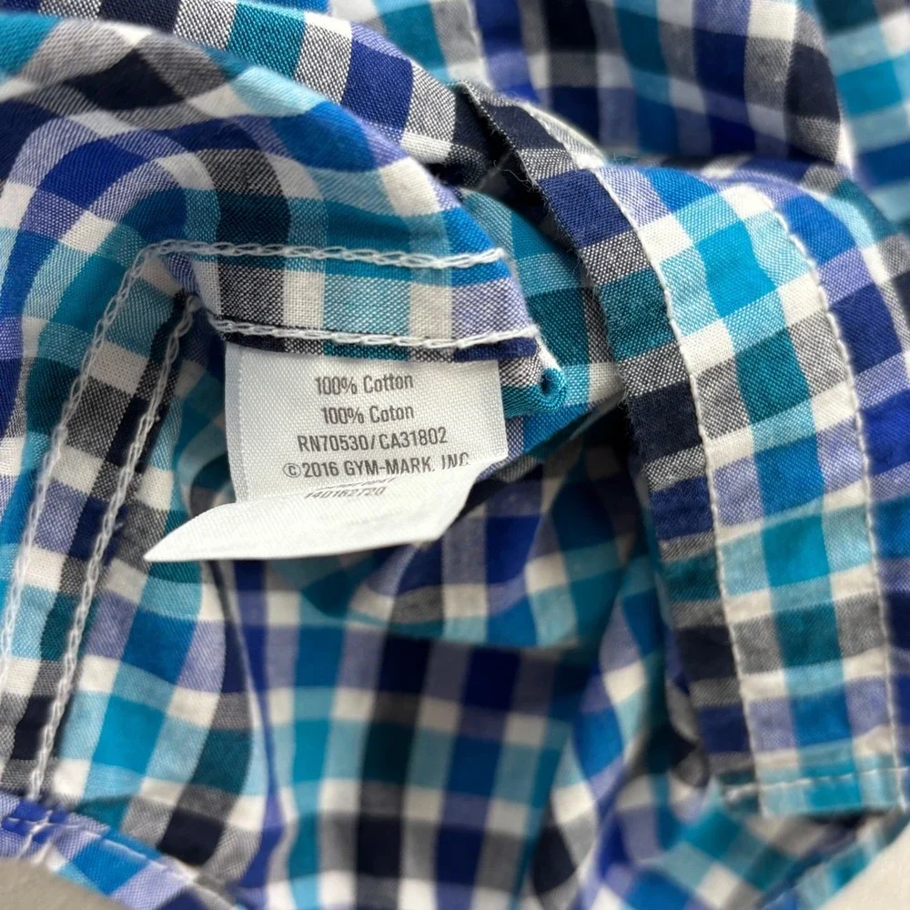 Gymboree Boys Kids Plaid Button Down Long Sleeve Shirt Size Medium 7-8‎